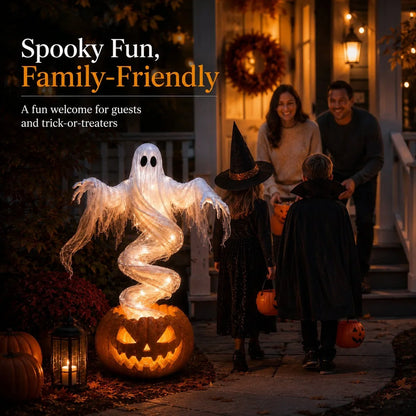 Decorative Swirling Ghost Pumpkin Yard Lamp for Focused Lighting
