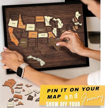Hands-On Wooden USA Travel Map PuzzleA Stylish Way to Track Your
