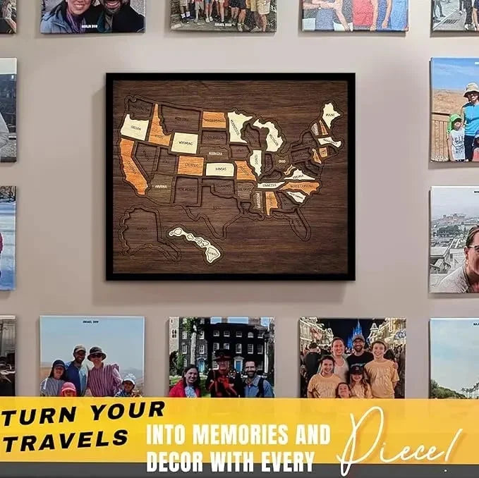 Hands-On Wooden USA Travel Map PuzzleA Stylish Way to Track Your