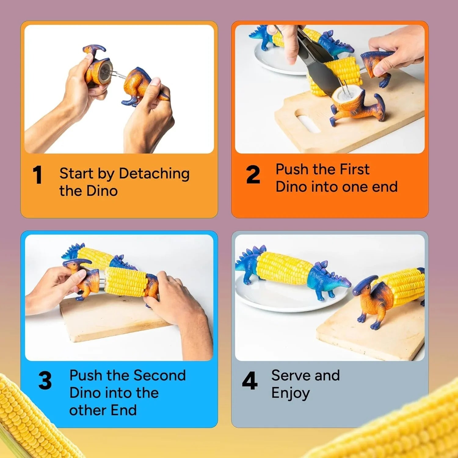 Practical Dinosaur Corn Holders for Corn On The Cob - Funny Corn Cob