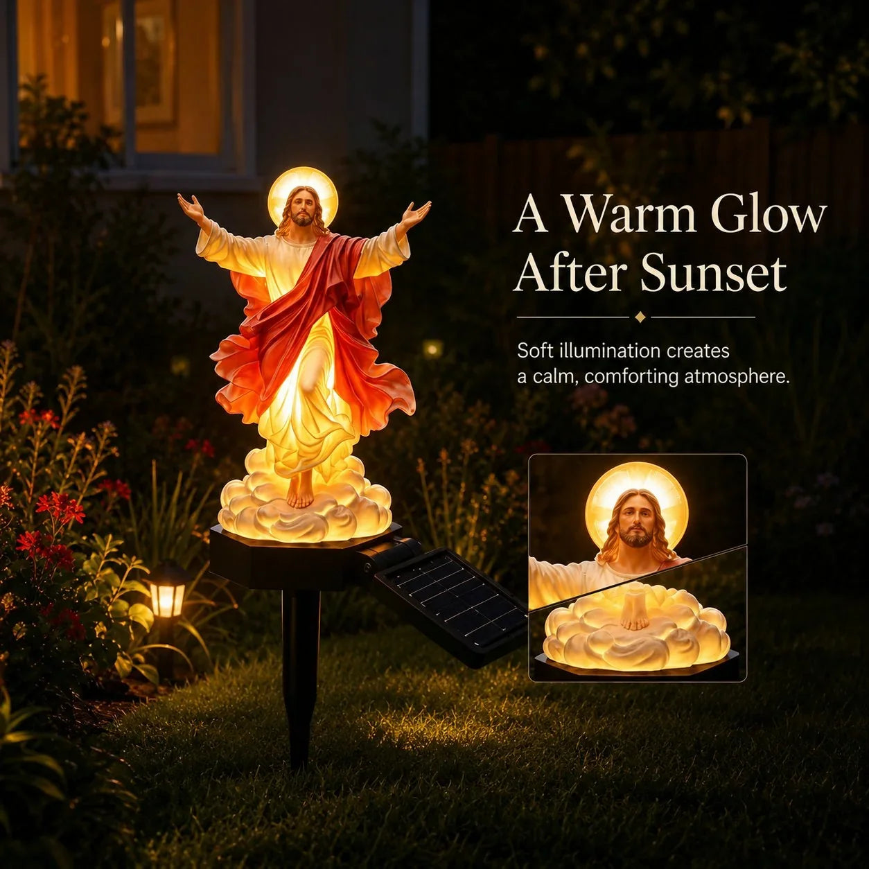 Outdoor Solar-Powered Illuminated Jesus Garden – Ysdhydym1