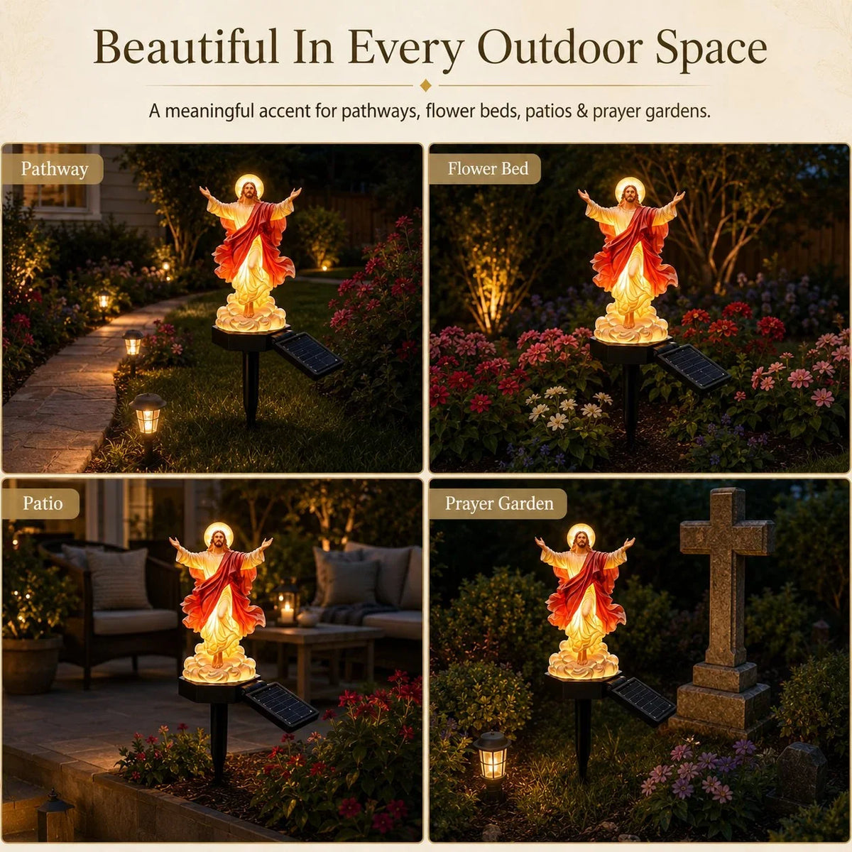 Outdoor Solar-Powered Illuminated Jesus Garden – Ysdhydym1