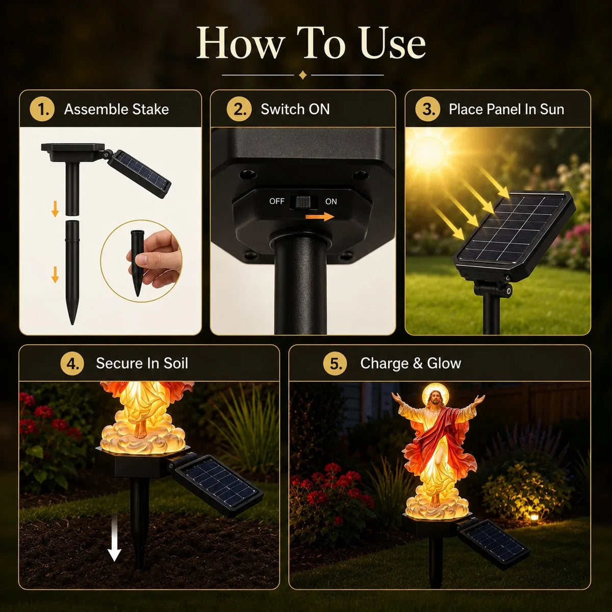 Outdoor Solar-Powered Illuminated Jesus Garden – Ysdhydym1