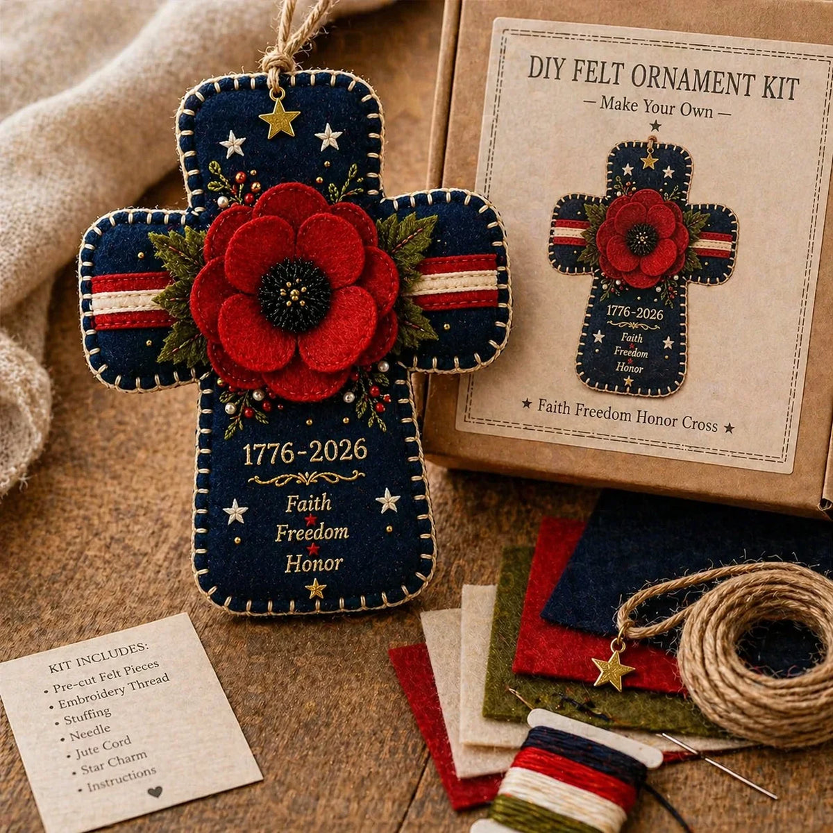 Hands-On DIY Patriotic flower Cross Ornament Kit for Creative Play