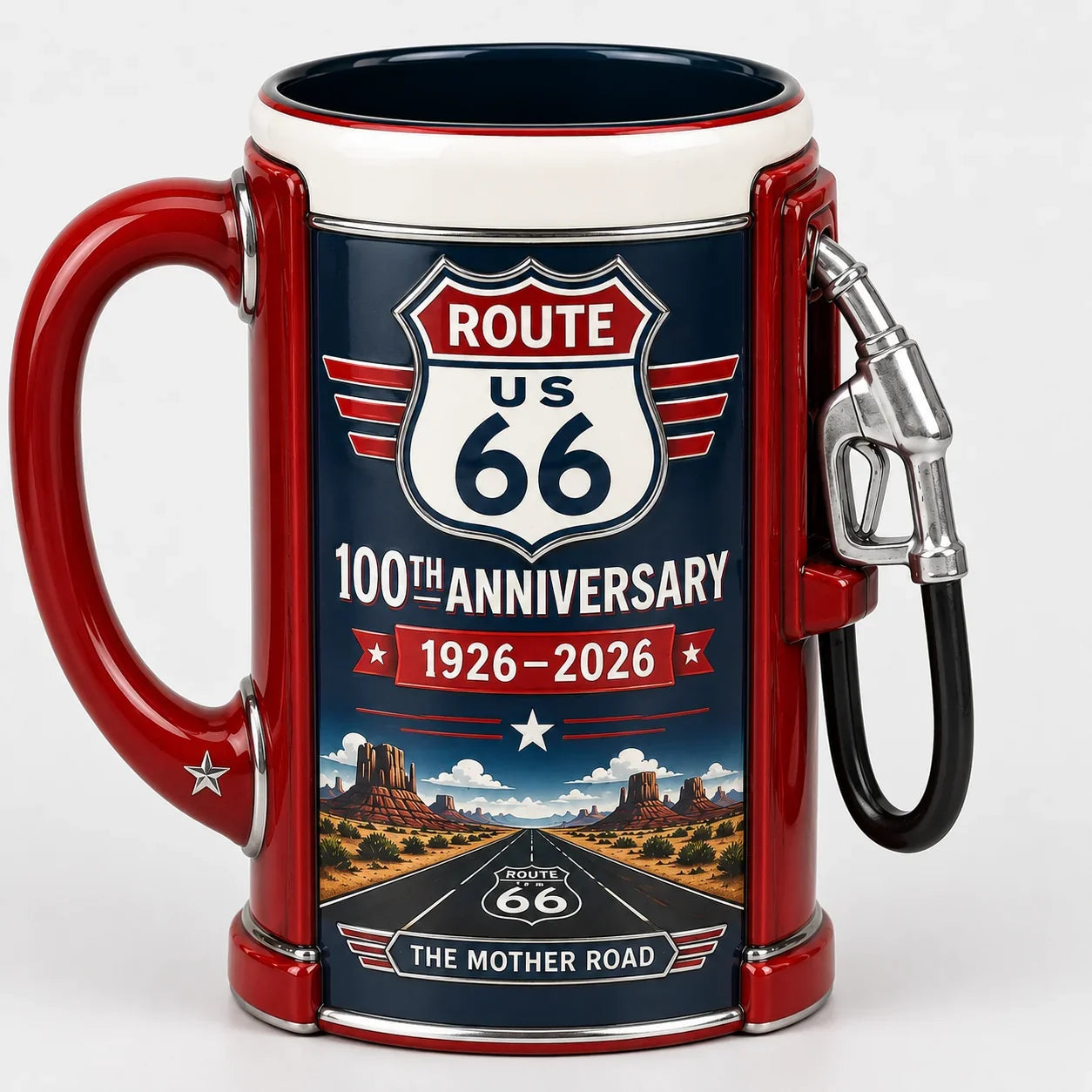 Purpose-Built Route 66 Centennial Fuel Pump Mug – 100th Anniversary