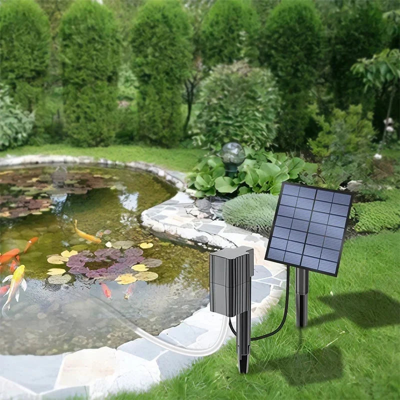 Outdoor Solar Pond Aerator with Air Pump for Garden Display