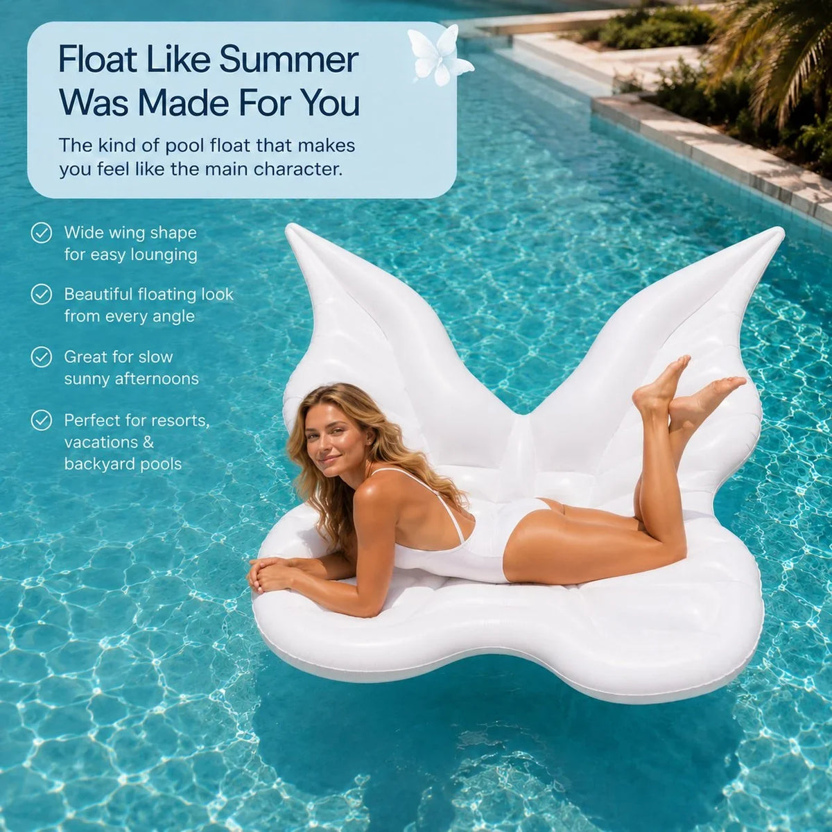 Wide Butterfly-Wing Pool Float for Beach Trips and Pool Parties