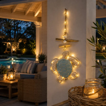 Lighted Coastal Sea Turtle Hanging Wall Decor with Remote Control