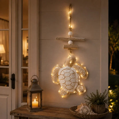 Lighted Coastal Sea Turtle Hanging Wall Decor with Remote Control