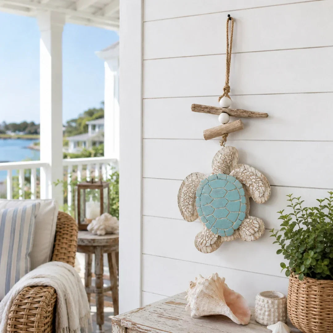 Lighted Coastal Sea Turtle Hanging Wall Decor with Remote Control