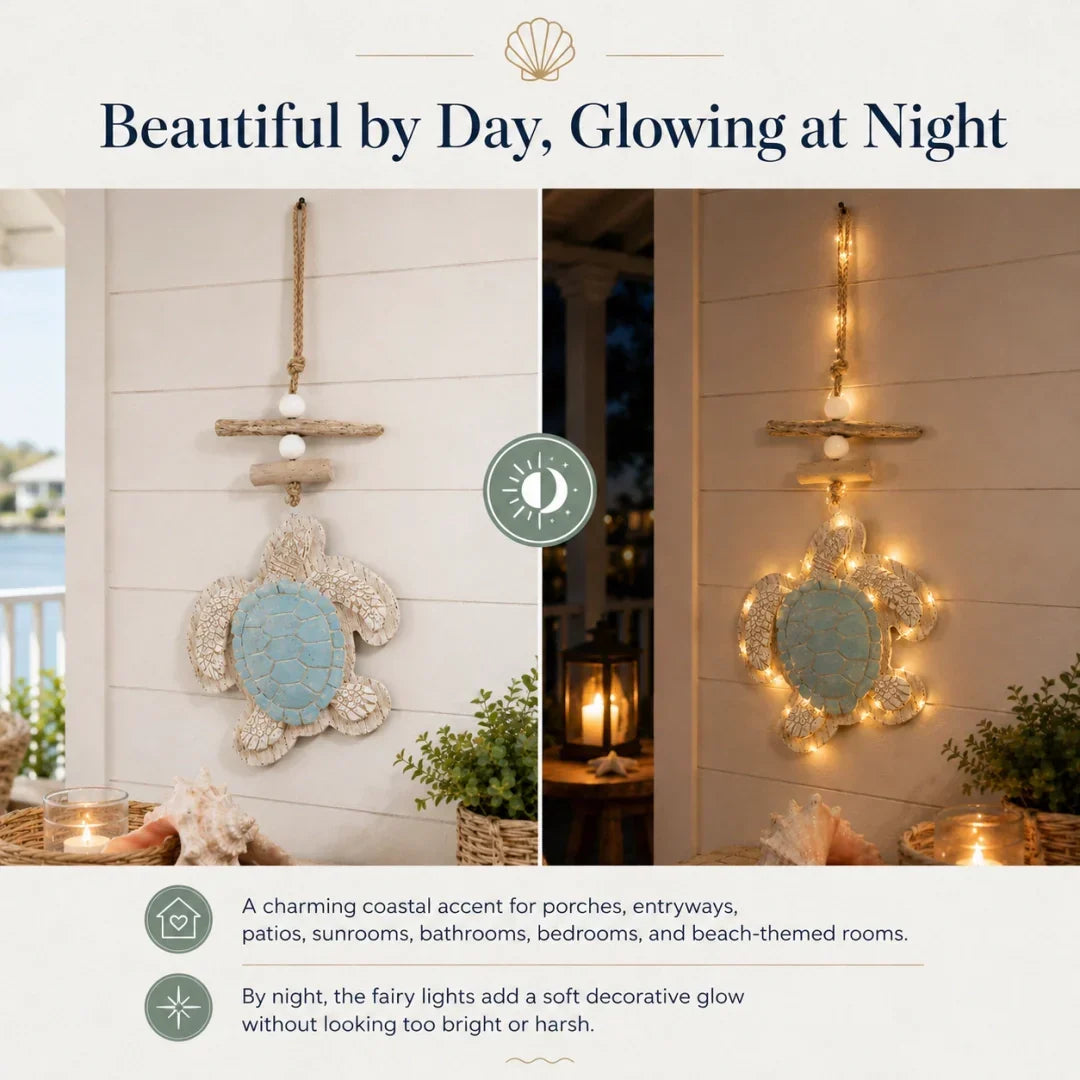 Lighted Coastal Sea Turtle Hanging Wall Decor with Remote Control