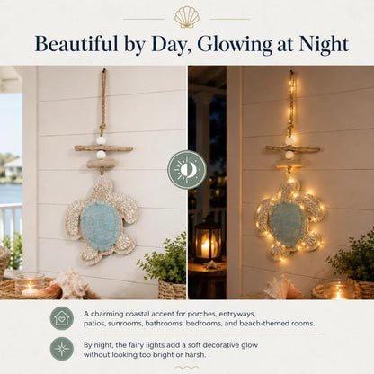 Lighted Coastal Sea Turtle Hanging Wall Decor with Remote Control