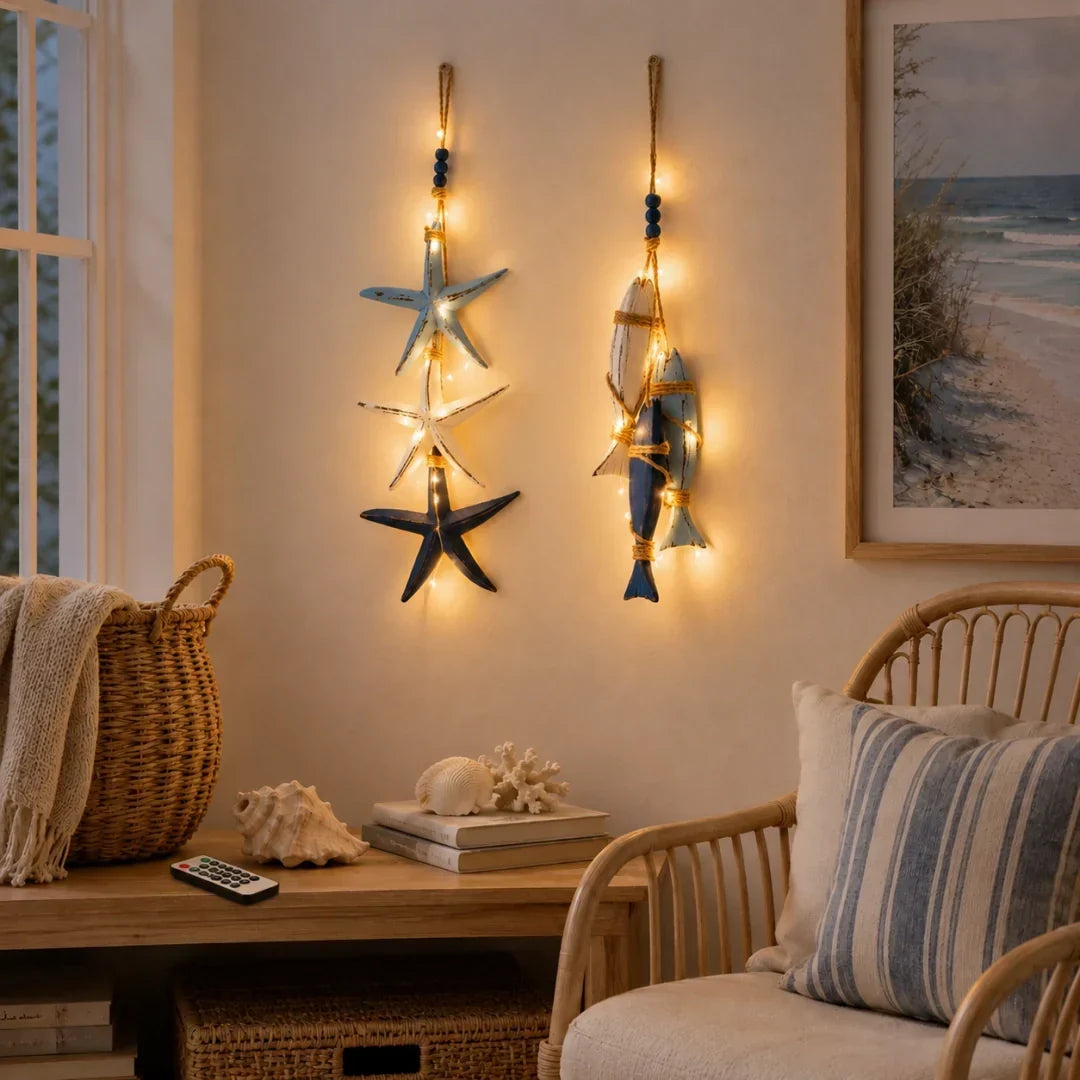 Decorative Coastal Wooden Hanging Ornament Lights for Focused Lighting