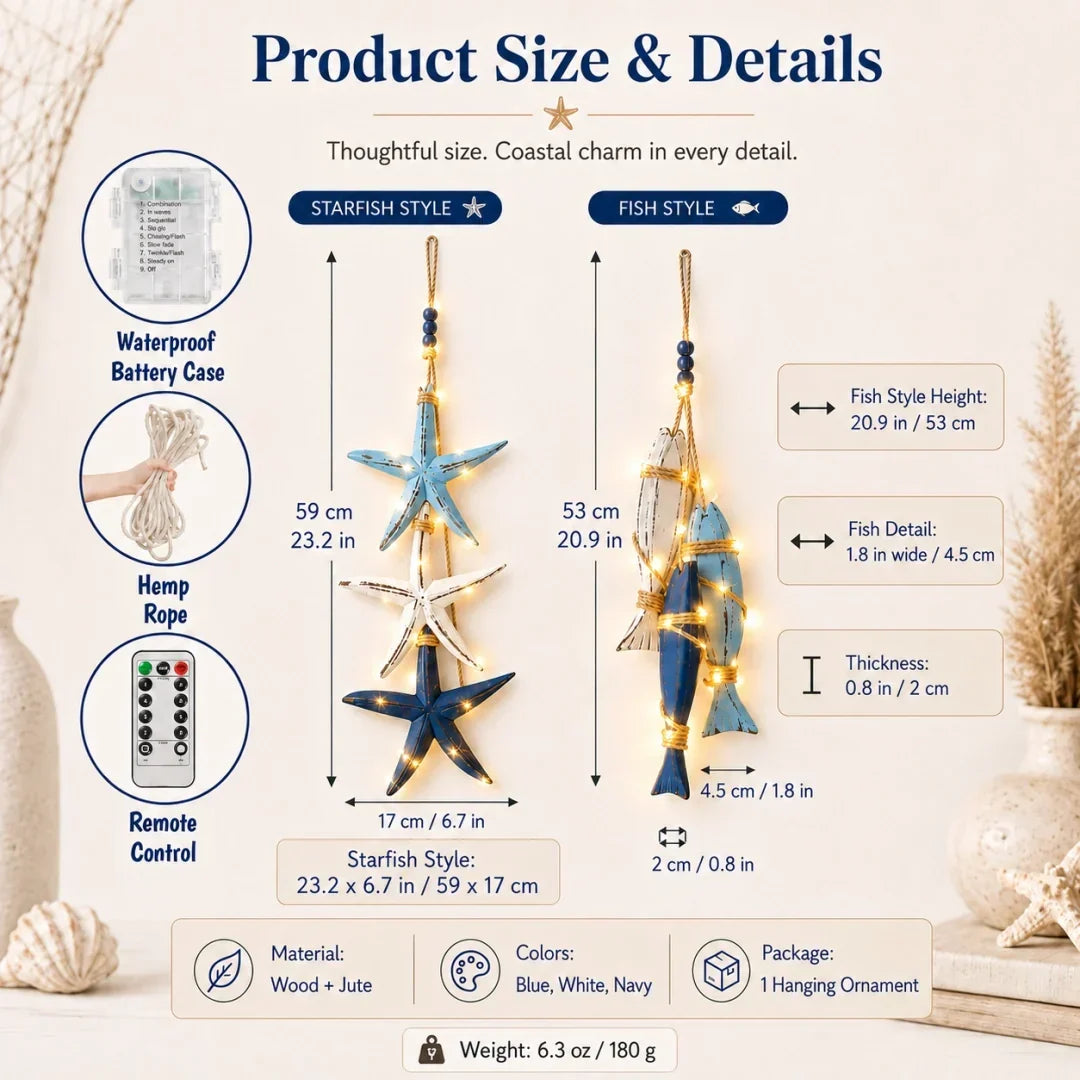 Decorative Coastal Wooden Hanging Ornament Lights for Focused Lighting