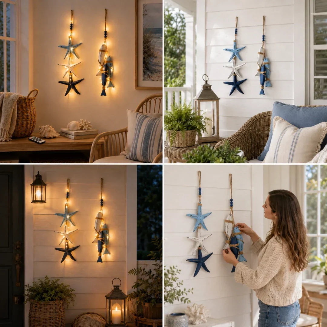 Decorative Coastal Wooden Hanging Ornament Lights for Focused Lighting