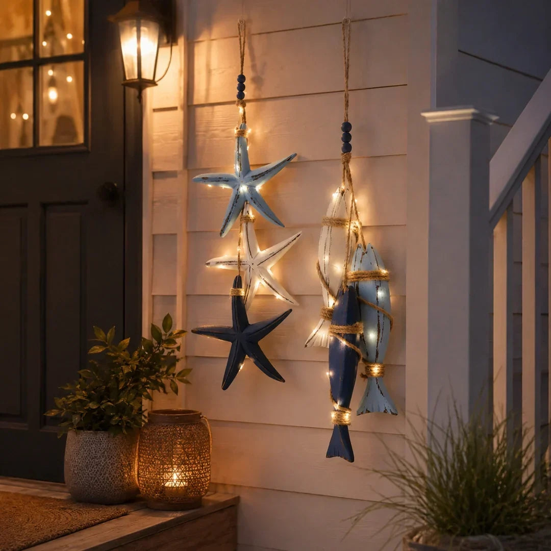 Decorative Coastal Wooden Hanging Ornament Lights for Focused Lighting