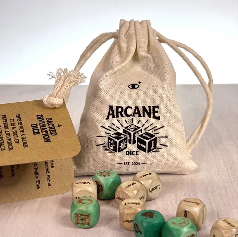 Purpose-Built Arcane Divination Dice Set – Engraved Wooden Box