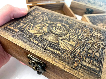 Purpose-Built Arcane Divination Dice Set – Engraved Wooden Box