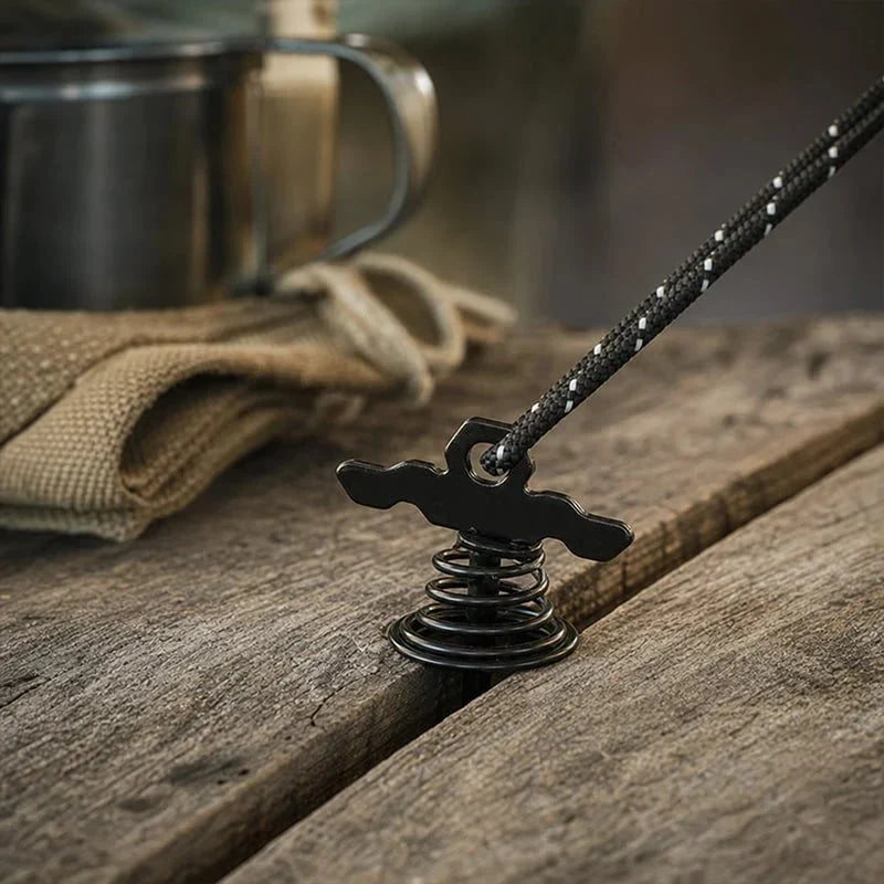 Distinctive Outdoor Spring-Loaded Fishbone Tent Peg for Everyday Wear