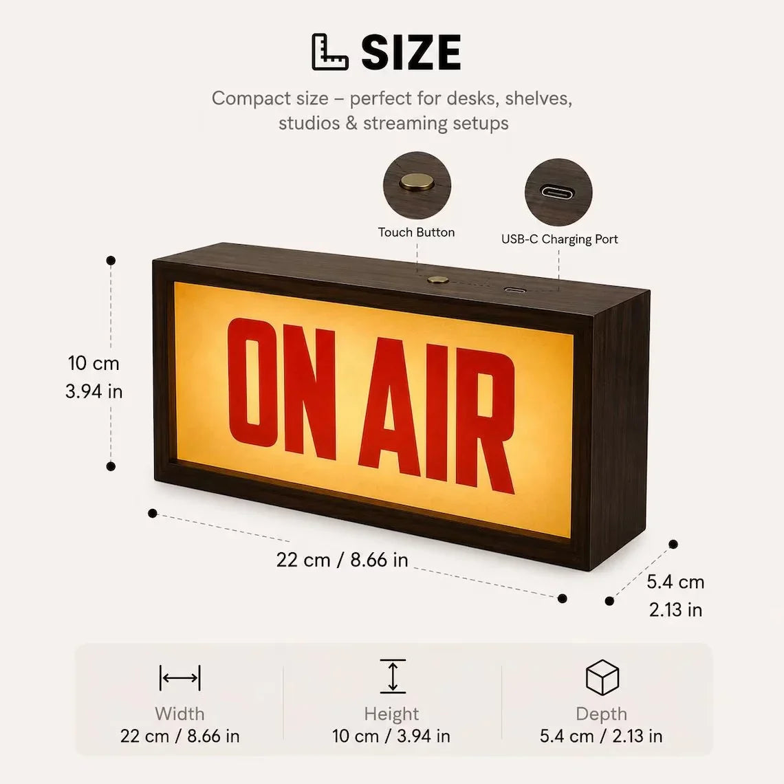 Decorative ON AIR Sign Lamp, Podcast Box Sign for Focused Lighting