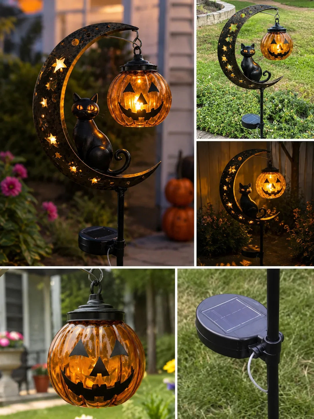 Outdoor Pumpkin Moon Garden Stake Light for Garden Display