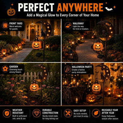 Outdoor Pumpkin Moon Garden Stake Light for Garden Display