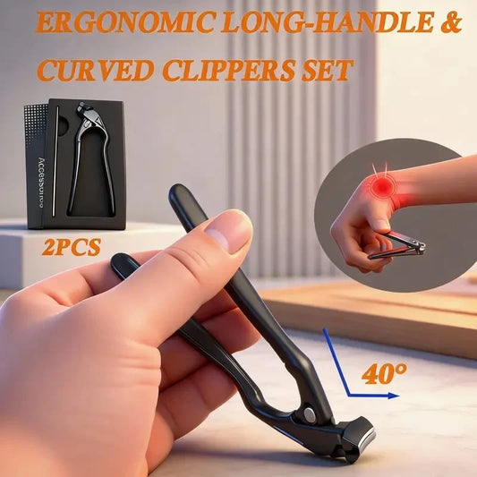 Ergonomic Black Curved Nail Clipper for Seniors and Easy Grip Use