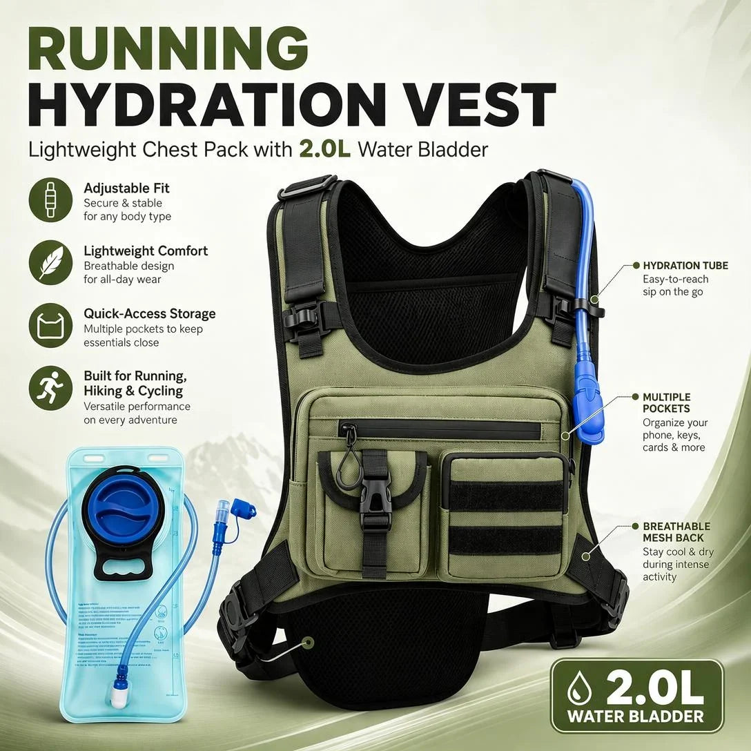 2.0L Lightweight Hydration Vest for Running, Hiking and Cycling