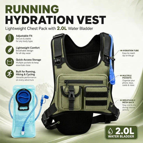 2.0L Lightweight Hydration Vest for Running, Hiking and Cycling