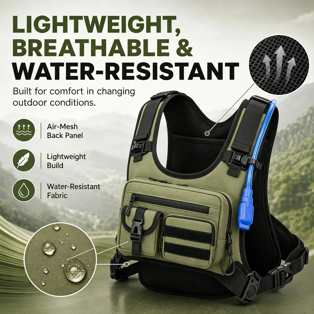 2.0L Lightweight Hydration Vest for Running, Hiking and Cycling