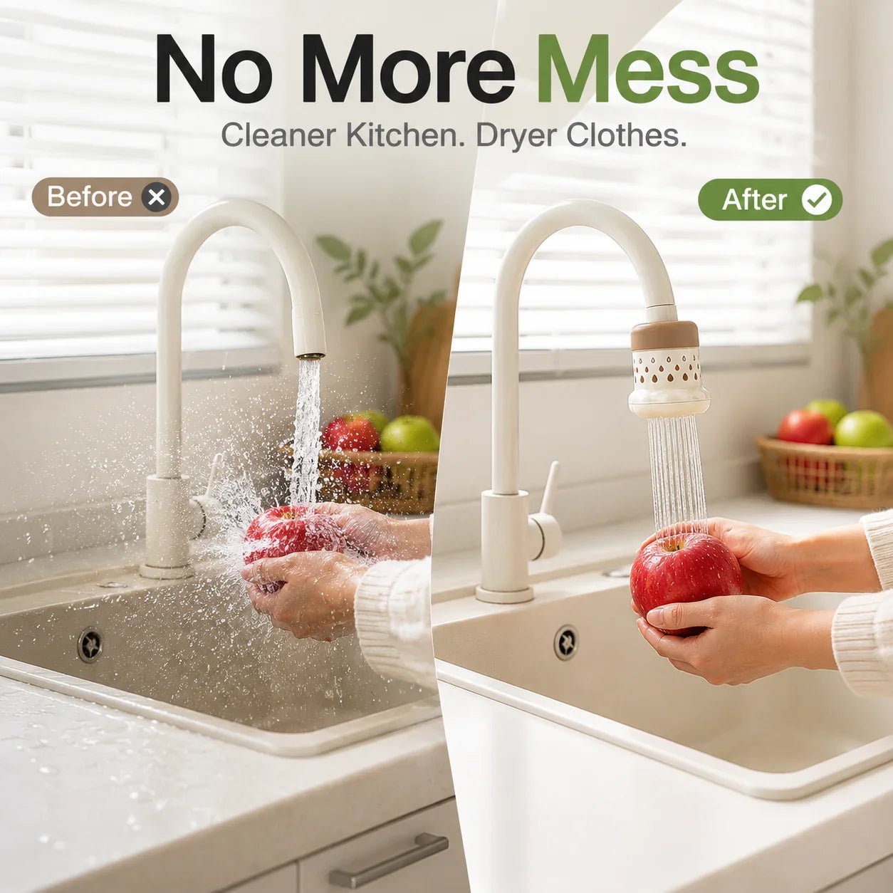 Easy-Care 2pcs -360° Splash- Faucet Filter – Save Water & Wash