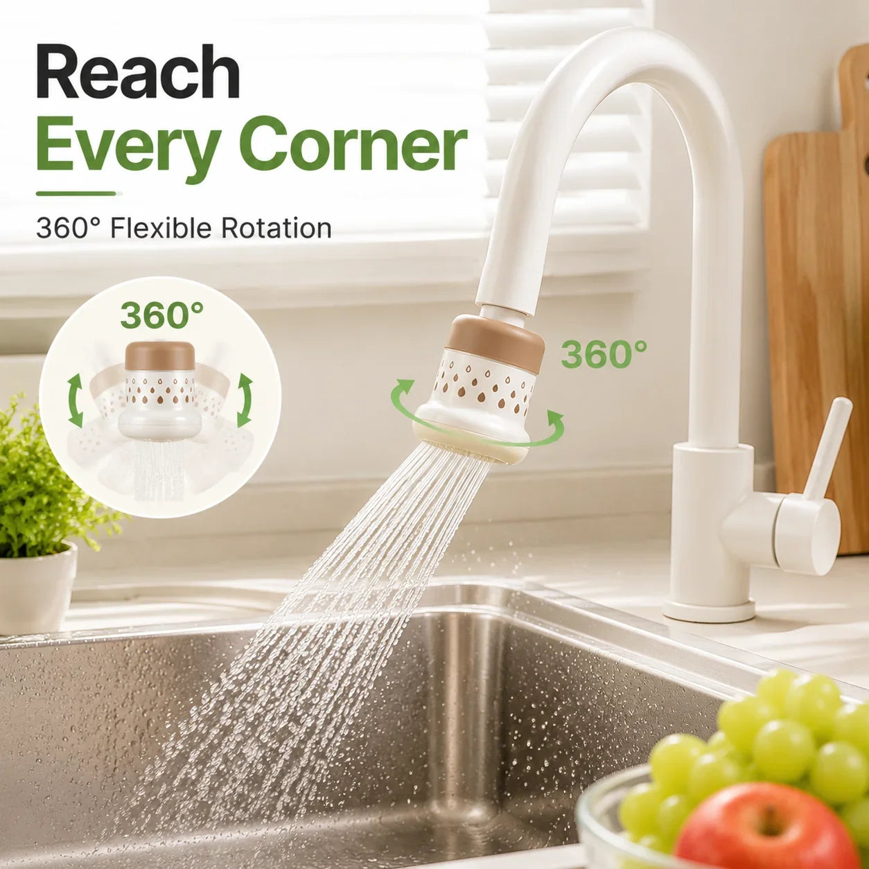 Easy-Care 2pcs -360° Splash- Faucet Filter – Save Water & Wash