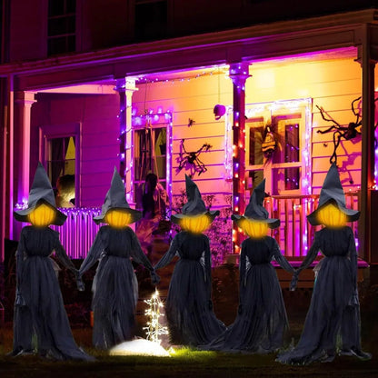 Three Sound-Activated Witches with Illuminated Joined Hands