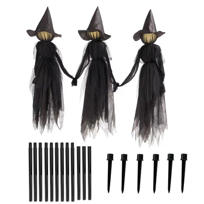 Three Sound-Activated Witches with Illuminated Joined Hands