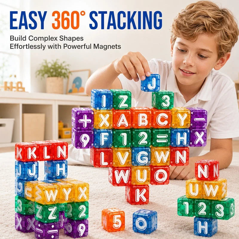 Magnetic Alphabet and Number Learning Cubes for Kids and Children