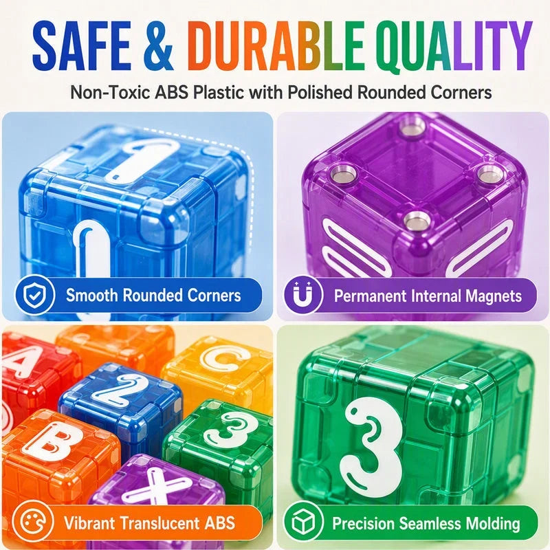 Magnetic Alphabet and Number Learning Cubes for Kids and Children