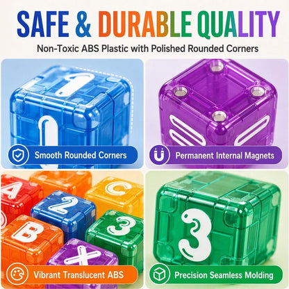 Magnetic Alphabet and Number Learning Cubes for Kids and Children