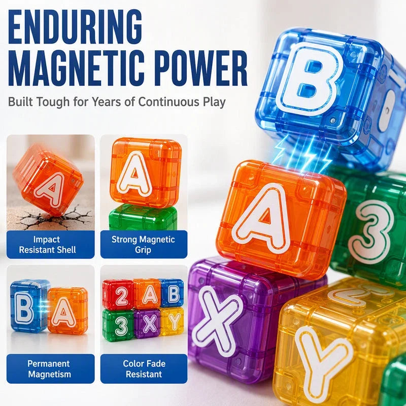 Magnetic Alphabet and Number Learning Cubes for Kids and Children