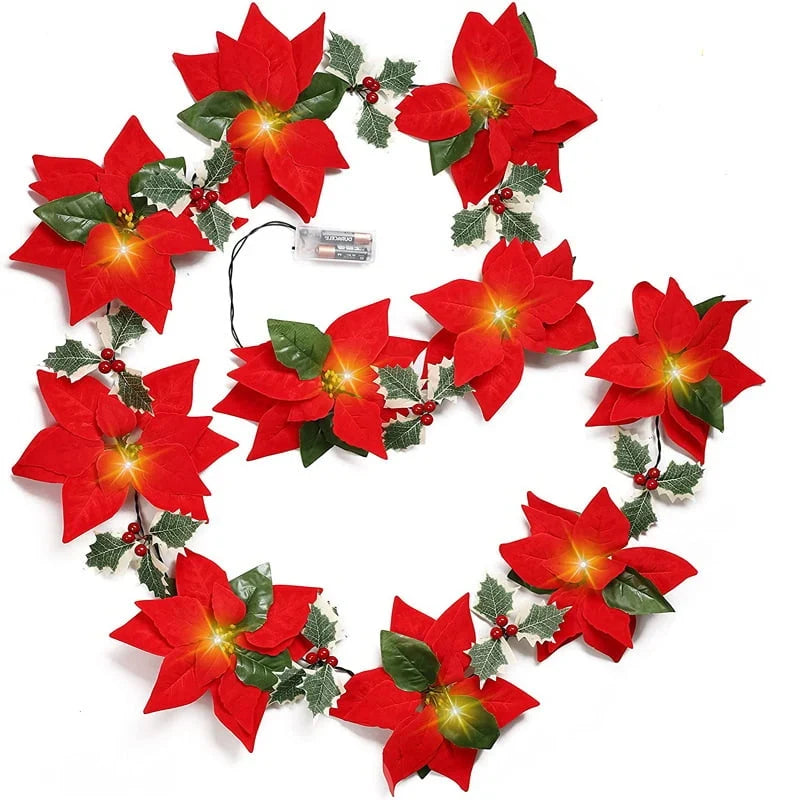 Decorative Gift Decor – Poinsettia LED Garland String