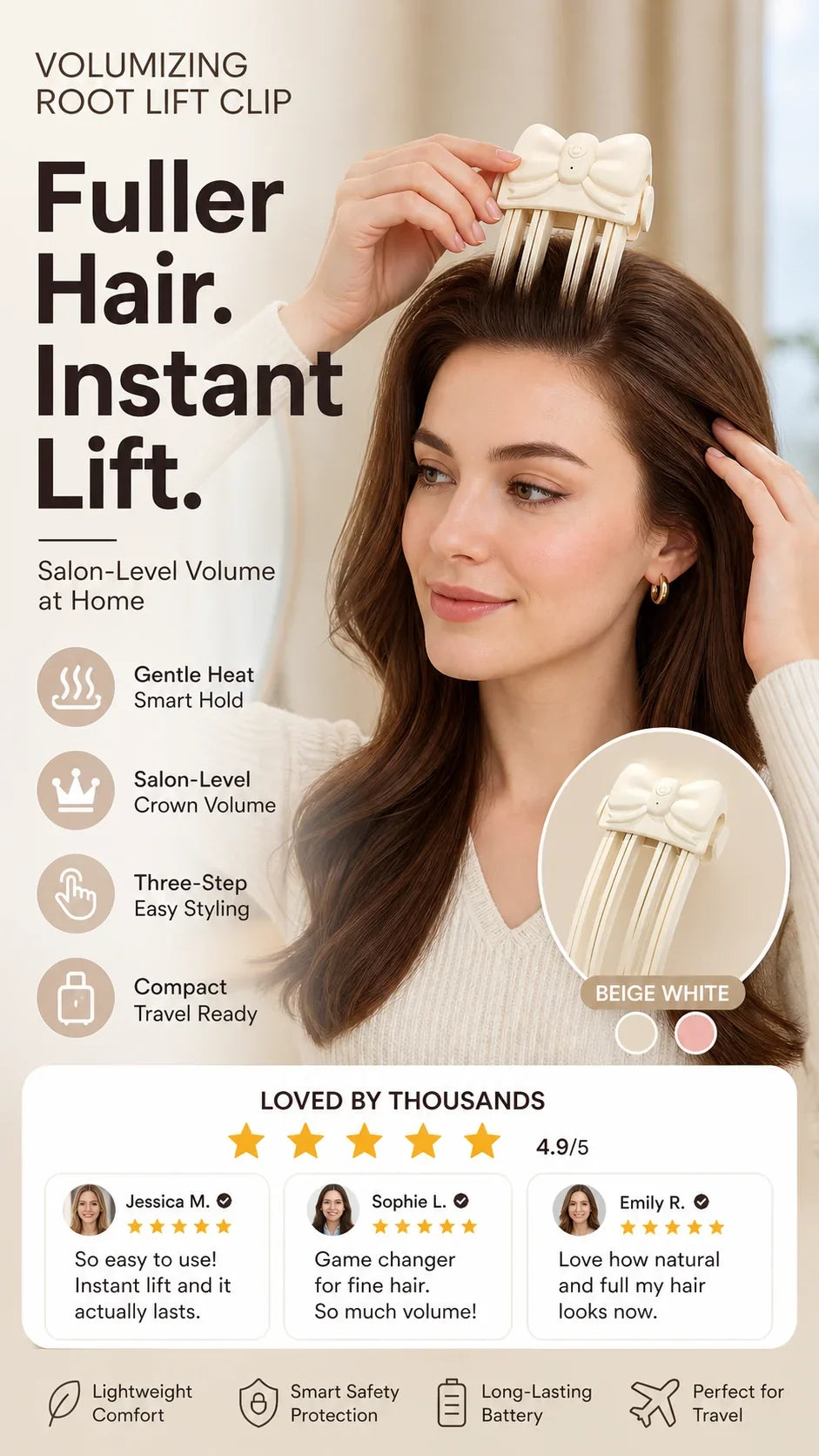 Workshop-Ready Wireless Heated Volumizing Root Lift Clip - Salon