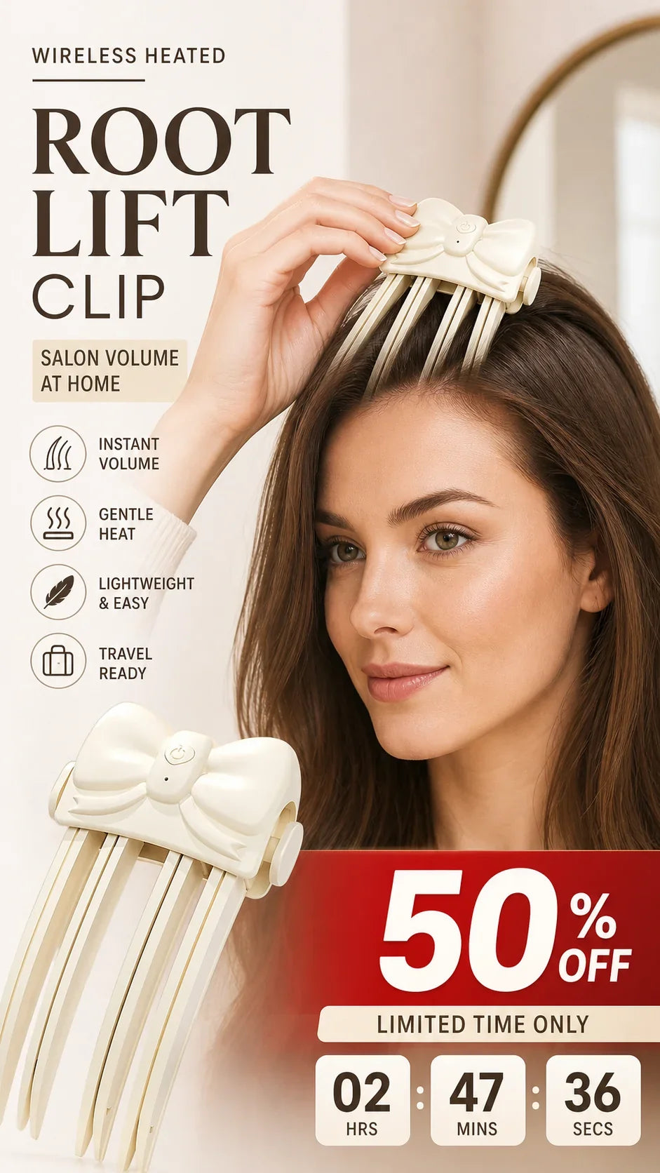 Workshop-Ready Wireless Heated Volumizing Root Lift Clip - Salon