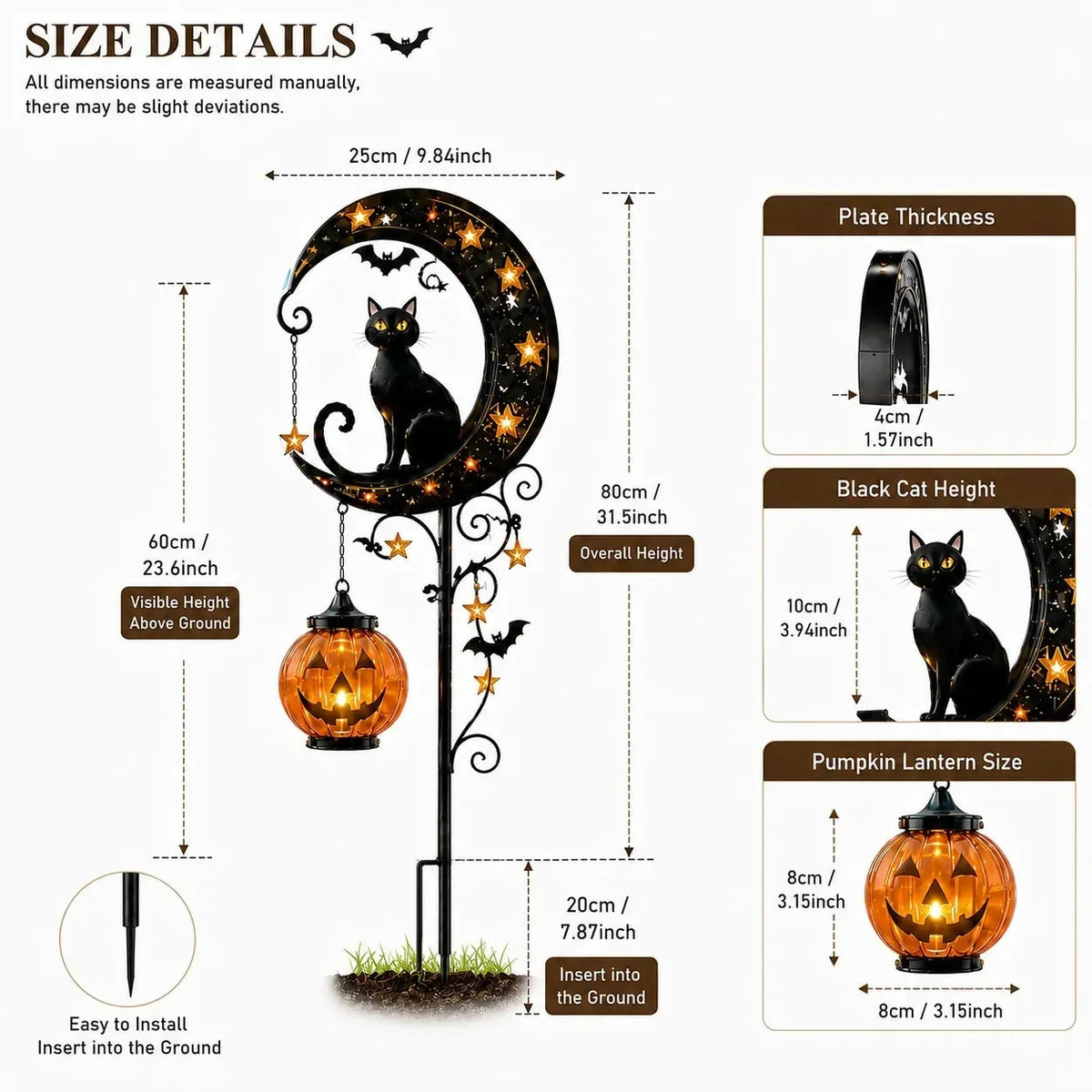 Black Cat and Pumpkin Solar Accent for a Spooky Garden Path
