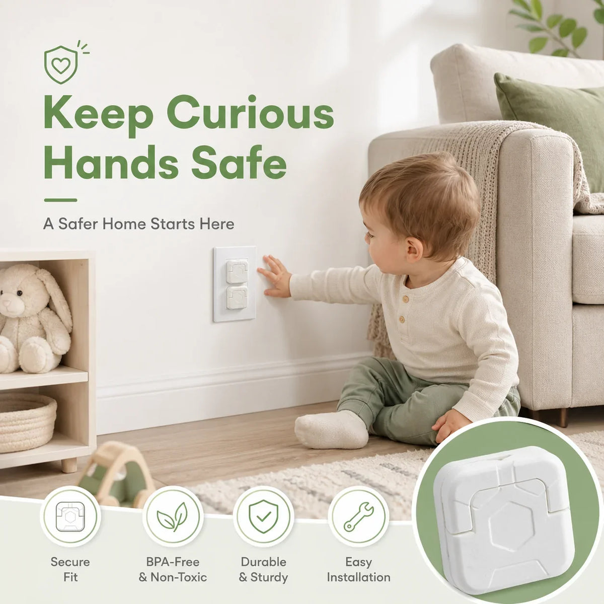 Purpose-Built Baby Proof Socket Covers with Smart Handle Design