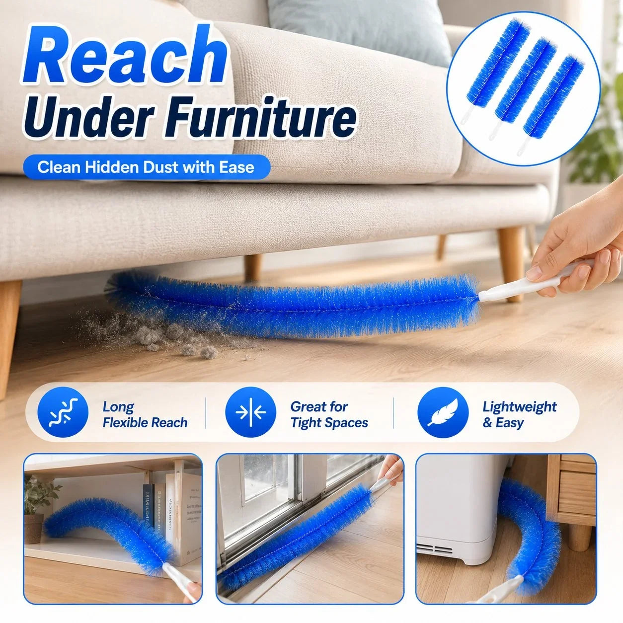 Purpose-Built Bendable Microfiber Head,Reusable Dust