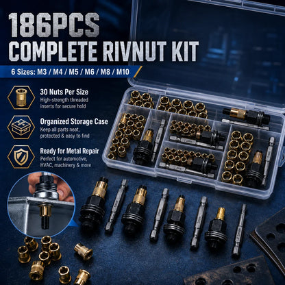 Carbon Steel Rivet Nut Assortment with M3-M8 Threaded Insert Sizes