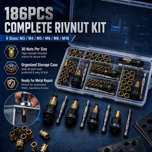 Carbon Steel Rivet Nut Assortment with M3-M8 Threaded Insert Sizes