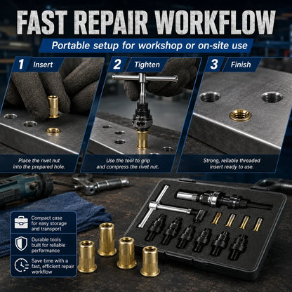 Carbon Steel Rivet Nut Assortment with M3-M8 Threaded Insert Sizes