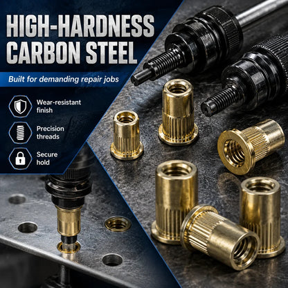 Carbon Steel Rivet Nut Assortment with M3-M8 Threaded Insert Sizes