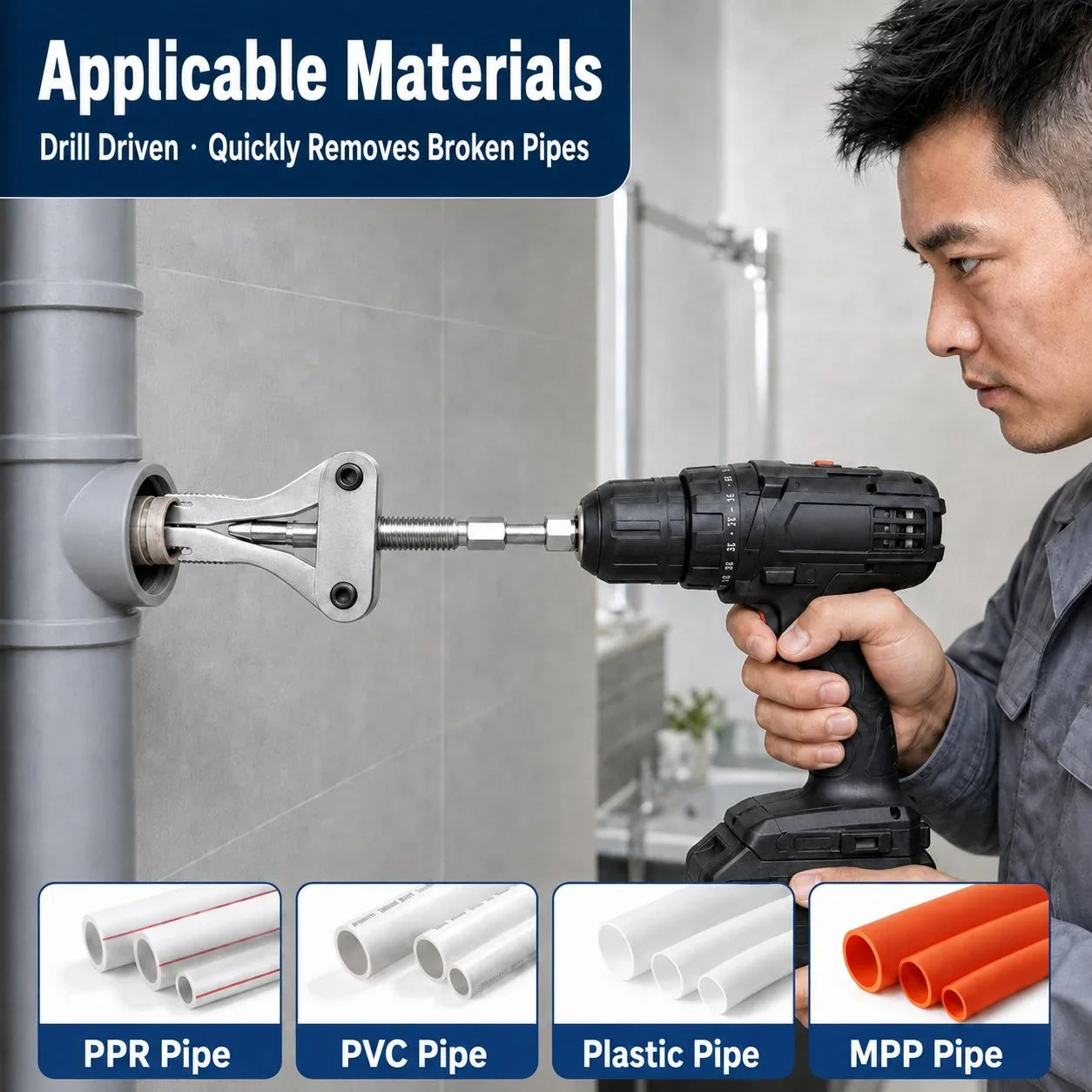 Workshop-Ready Broken Pipe Thread Extractor – Fast Drill-Powered