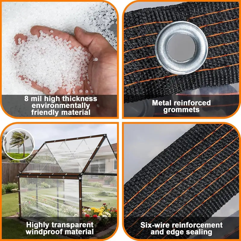 Purpose-Built Clear Waterproof PE Tarp, Transparent Outdoor Cover